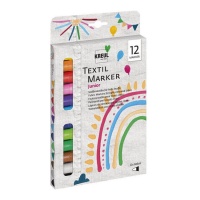 Conjunto de marcadores têxteis translúcidos para crianças - Kreul - 12 pcs.