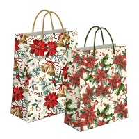 Bolsa presente de 45 x 33 x 10 cm com flor de Natal - 1 unidade
