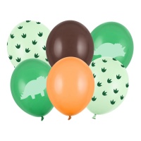 Balões Dinossauro Verde 30 cm - 6 unidades