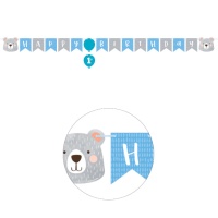 Grinalda de ursinhos Happy Birthday Baby 1,92 m