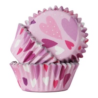Chávenas para cupcakes com corações com interior em alumínio - PME - 30 unid.
