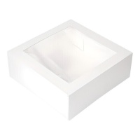 Caixa para bolos branca com janela 30 x 30 x 9,5 cm - Hilariante - 5 unid.