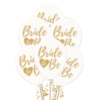 Balões de látex transparentes de Bride to Be dourado de 30 cm - PartyDeco - 50 unidades