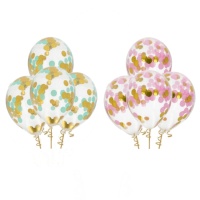Balões de látex com confettis coloridos 30 cm - Folat - 4 unidades