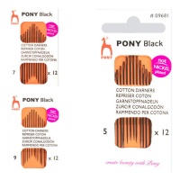 Agulhas de cerzir com algodão em diferentes espessuras - Pony - 12 unid.