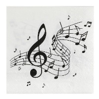 Guardanapos com notas musicais de 16,5 x 16,5 cm - 20 unidades