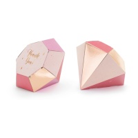 Caixa de diamantes cor-de-rosa com mensagem - PartyDeco - 6 unid.