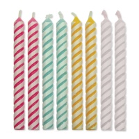 Velas listradas coloridas sortidas 5,9 cm - PME - 24 pcs.