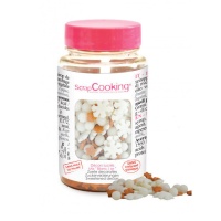 Sprinkles de estrelas, bolas e flocos brancos e dourados de 55 g - Scrapcooking