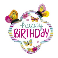 Balão Happy Birthday Butterfly 71 x 74 cm - Grabo