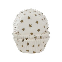 Formas para cupcakes brancas com estrelas douradas - House of Marie - 50 unid.