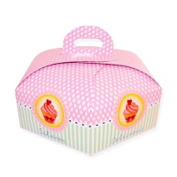 Caixa para bolo hexagonal 36 x 36 x 10 cm com pega