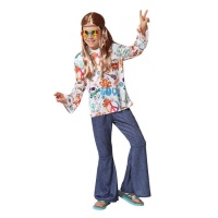Disfarce de Hippie com t-shirt estampada infantil