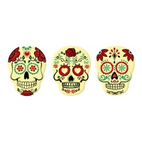 Caveiras de Catrina figuras de chocolate branco - 120 peças