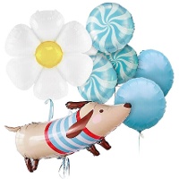 Bouquet balões cão e flor