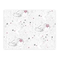 Toalha de mesa de papel Be a Mermaid para colorir individual 30 x 40 cm - 8 unidades