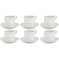 Xícara de café de porcelana branca de 200 ml com prato - 6 serviços