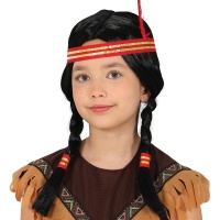 Peruca infantil de índia com tranças