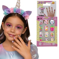 Unhas postiças infantis com estampas - 12 unidades