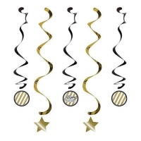 Pingentes decorativos de aniversário dourados - 99 cm - 5 peças