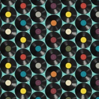 Discos de vinil em tecido de algodão - Indigo