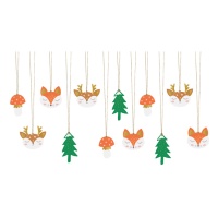 Decorações de Natal da Floresta de inverno - 12 pcs.