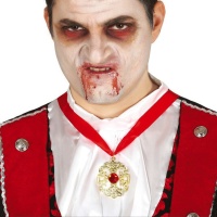 Colar de cruz de vampiro com rubi vermelho