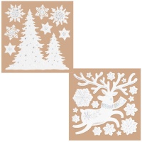 Decoração de Natal adesiva para janela branca 18 x 23 cm - 1 folha