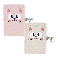 Diário de gato com cadeado de pelúcia de 13,5 x 16 cm - 1 unidade