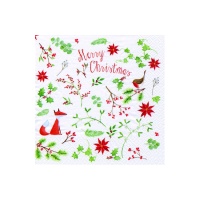 Guardanapos de azevinho de Feliz Natal de 16,5 x 16,5 cm - 20 unidades