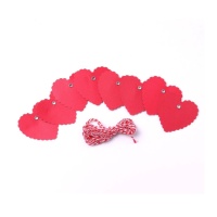 Etiquetas coração vermelho de 5,5 x 5,5 cm - 8 unidades