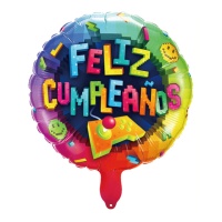 Happy Birthday Video Game Balão redondo 45 cm