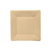 Pratos quadrados biodegradáveis de fibra de bambu - 20 x 20 cm - Silvex - 10 unidades