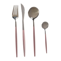 Conjunto de talheres vintage prateado e cor-de-rosa - 8 unidades