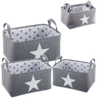 Cestos de pano rectangulares em forma de estrela - 3 unid.