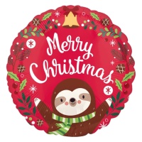 Balão redondo Feliz Natal com preguiça 43 cm - Anagrama