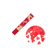 Canhão de confettis com pétalas e corações vermelhos de 30 cm