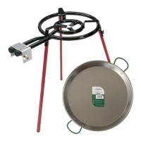 Panela de paella difusora com panela de paella em aço polido de 46 cm