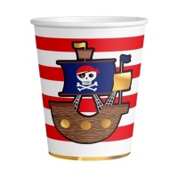 Copos Pirata Barba Vermelha 250 ml - 8 unid.