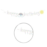 Grinalda de Núvem arco-íris Happy Birthday de 1,80 m