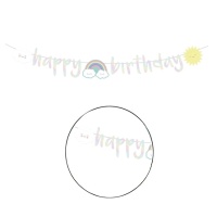 Feliz aniversário Guirlanda de nuvens arco-íris 1,80 m