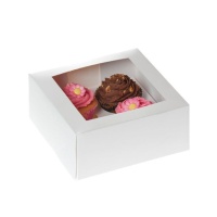 Caixa branca para 4 cupcakes de 18 x 18 x 9 cm - House of Marie - 2 unidades