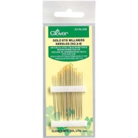 Agulhas de olho de chapeleiro douradas n.º 3, 5, 7 e 9 - Clover - 16 unid.