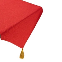 Caminho de mesa Lurex vermelho de 1,50 x 0,50 m com borlas
