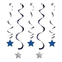 Pingentes azuis com estrelas do primeiro ano - 5 unidades