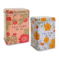 Caixa de chá em metal com 10,3 x 7 x 7 cm