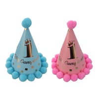 Chapéu com pompons para o primeiro aniversário - 1 unid.