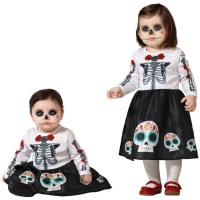 Fato de esqueleto Catrina branco para bebé menina