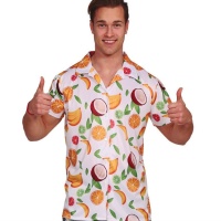 Camisa havaiana com frutas para homens