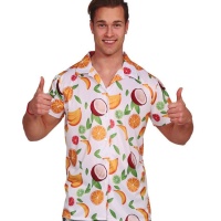 T-shirt de fantasia havaiana com fruta para homem